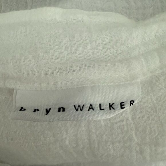 Bryn Walker Women's Wideneck Top Size S White Lagenlook Boxy Crepe Crinkle - Picture 2 of 8